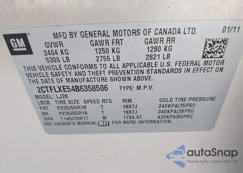 2011 GMC Terrain Slt from USA, damaged, VIN 2CTFLXE54B6358506